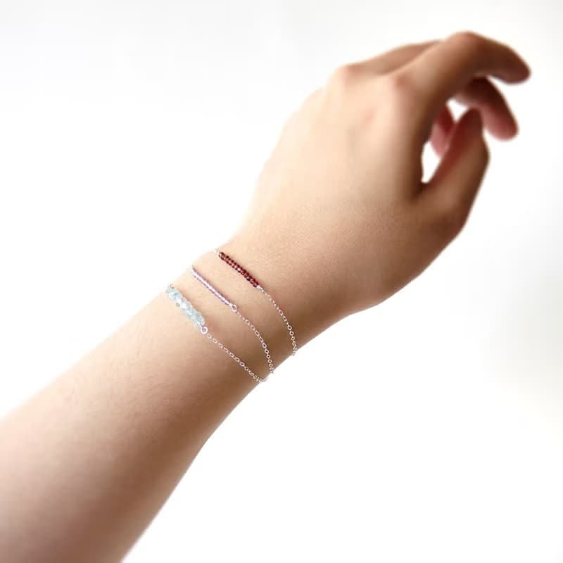 簡約淡紫色紫水晶配925銀手鍊 // 二月份生日石