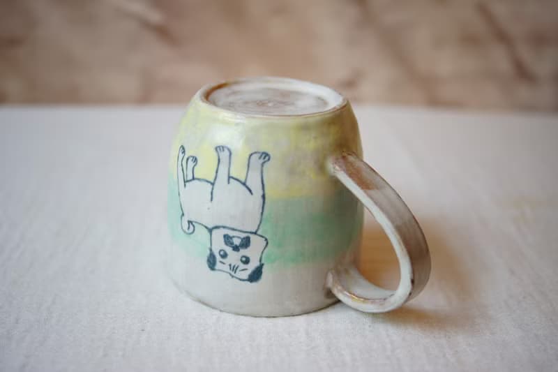 手作粉引 粉彩巴哥 馬克杯 200ml 咖啡杯 茶杯 水杯