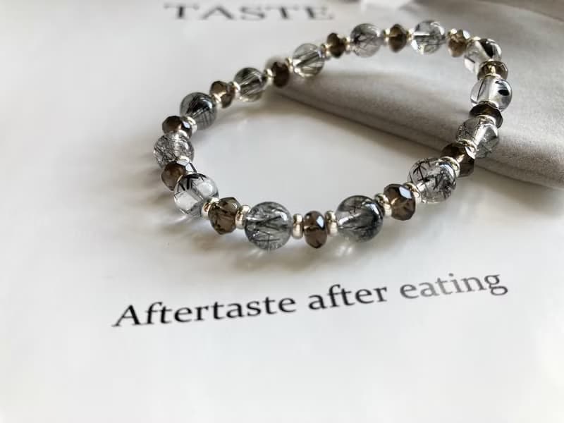 避邪擋煞擋小人 去除負能量 黑髮晶X茶晶水晶手串 可轉手鏈