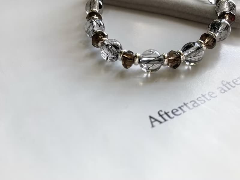 避邪擋煞擋小人 去除負能量 黑髮晶X茶晶水晶手串 可轉手鏈