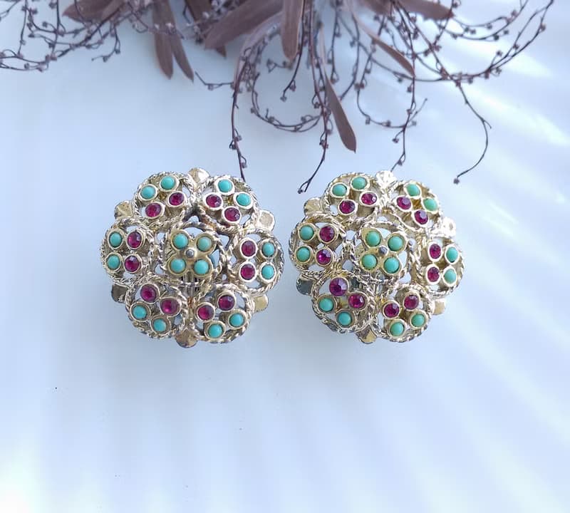 Vintage Jewelry 西洋古董飾品 SARAH COV  Ceylon 夾式耳環