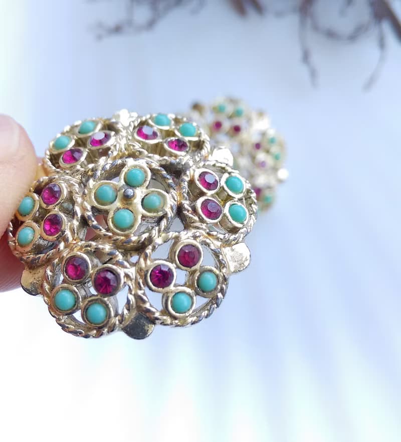 Vintage Jewelry 西洋古董飾品 SARAH COV  Ceylon 夾式耳環