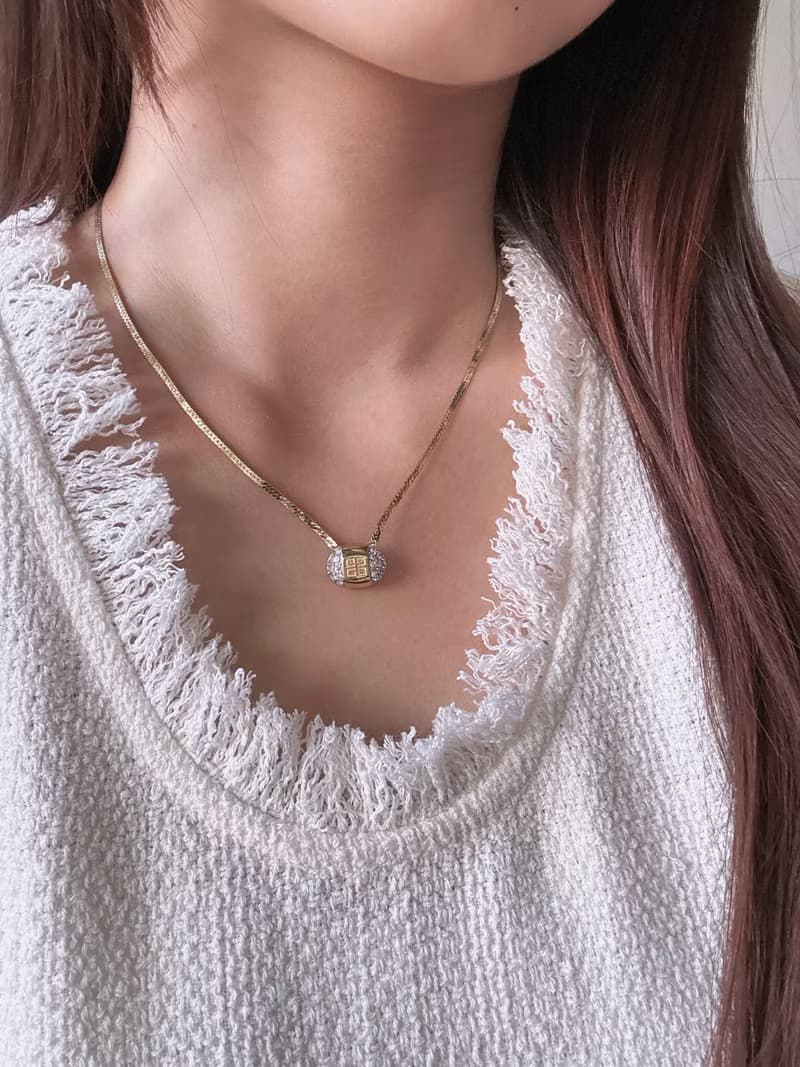 中古正品Givenchy 紀梵希鍍金水鑽項鏈頸鍊 蛇骨鏈 送禮