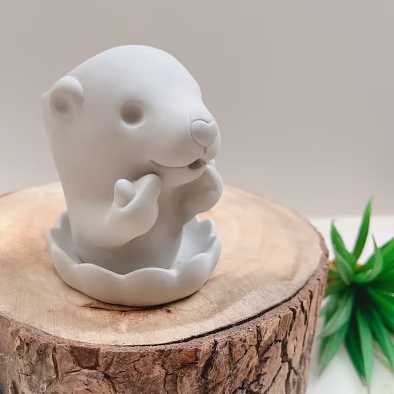 【快速出貨】啾咪水獺 植物小盆 水泥盆器 交換禮物