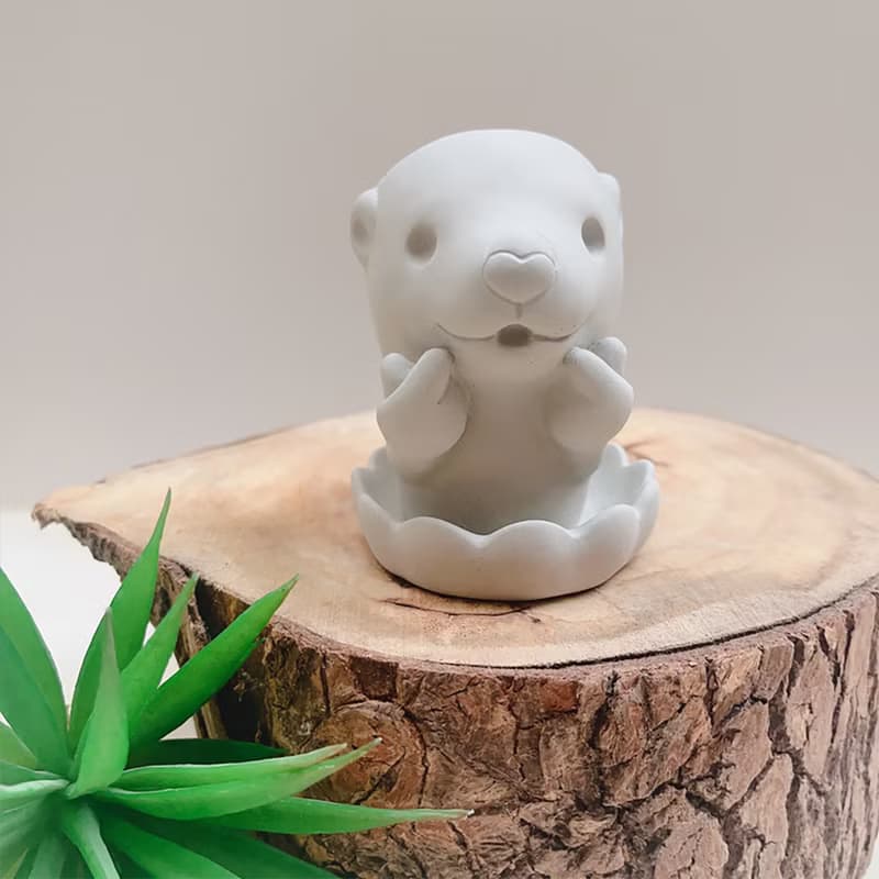 【快速出貨】啾咪水獺 植物小盆 水泥盆器 交換禮物