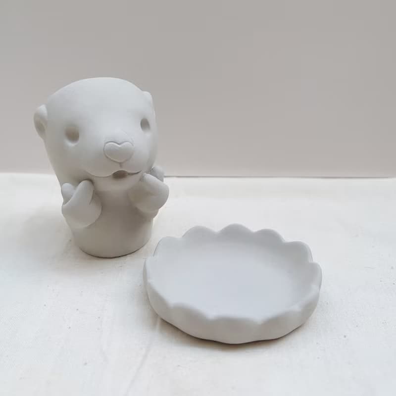 【快速出貨】啾咪水獺 植物小盆 水泥盆器 交換禮物
