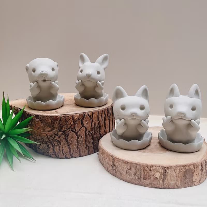 【快速出貨】啾咪水獺 植物小盆 水泥盆器 交換禮物