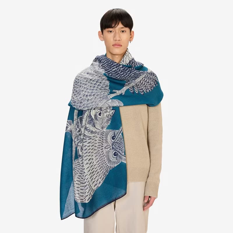 【INOUI EDITIONS】CHOUETTE 羊毛圍巾80 - 灰藍