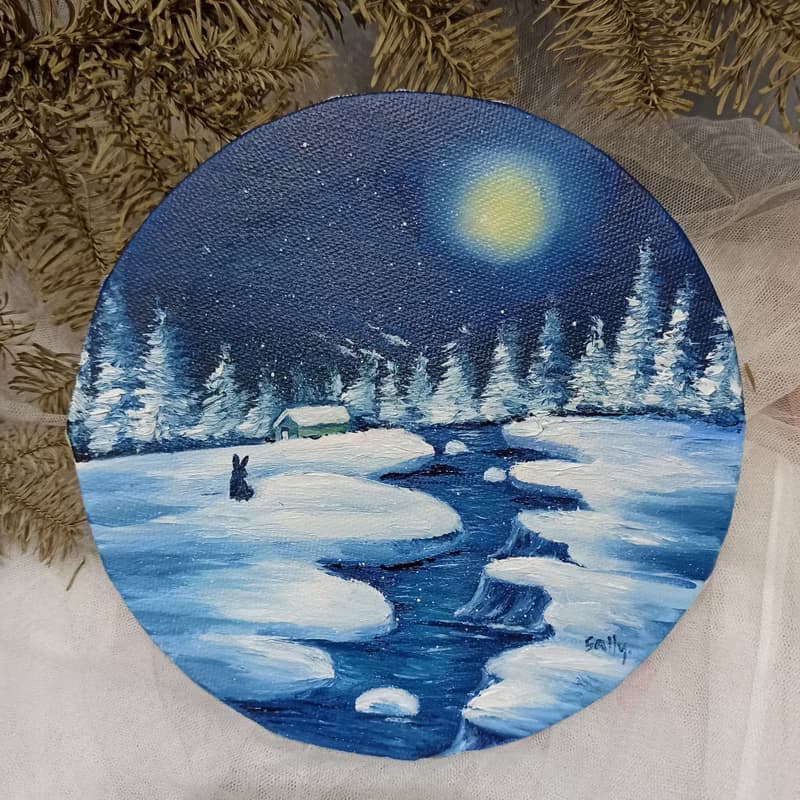 【體驗】冰河上的耶誕小兔 油畫課體驗 閨蜜 情人節 聖誕節 禮物