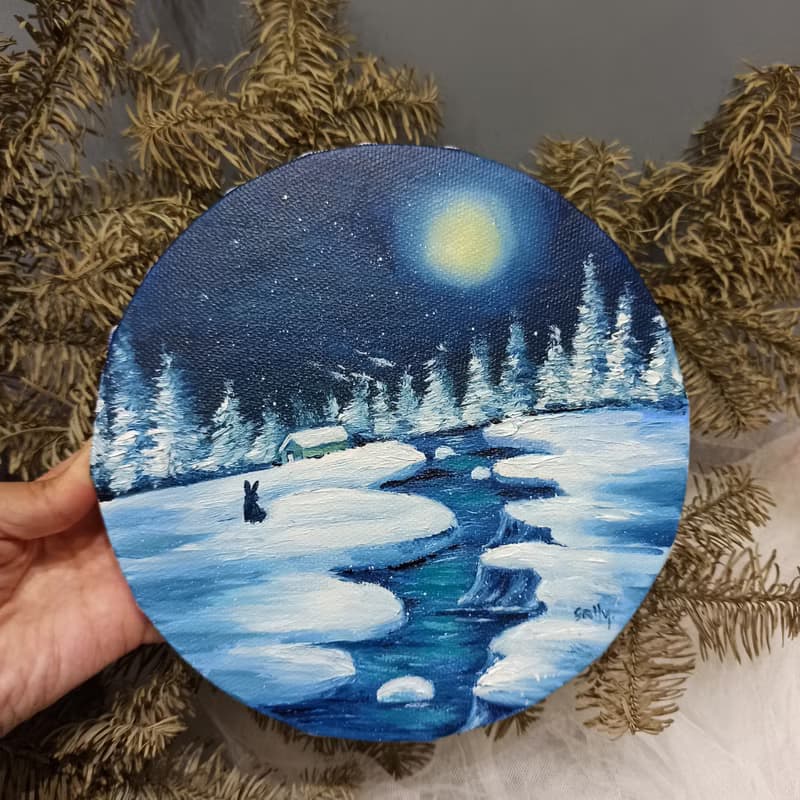 【體驗】冰河上的耶誕小兔 油畫課體驗 閨蜜 情人節 聖誕節 禮物