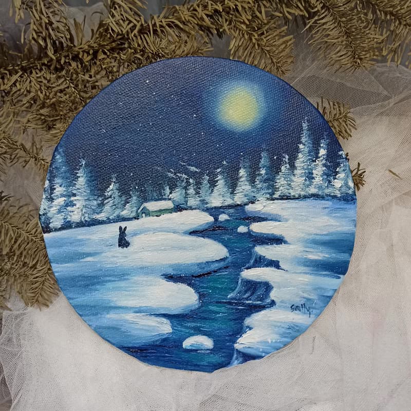 【體驗】冰河上的耶誕小兔 油畫課體驗 閨蜜 情人節 聖誕節 禮物