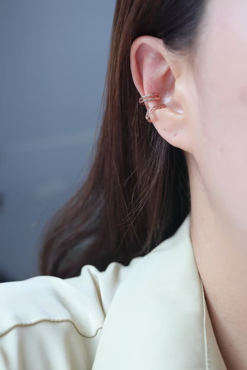 14K Double Cycle Cuff Earring 雙環耳夾耳環 耳骨夾 不褪色