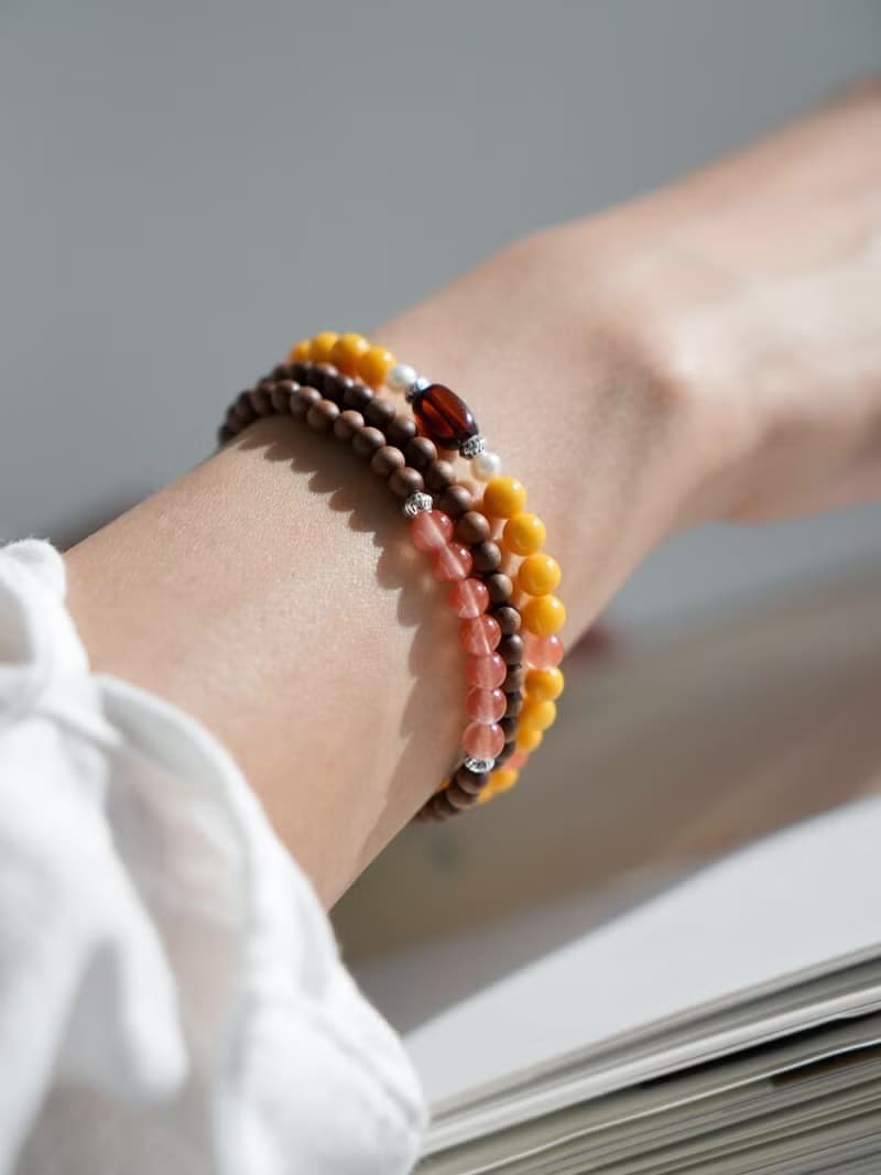 原創手工印度邁索爾正區黑肉老山檀蜜蠟多圈手串好遠手鏈生日禮物