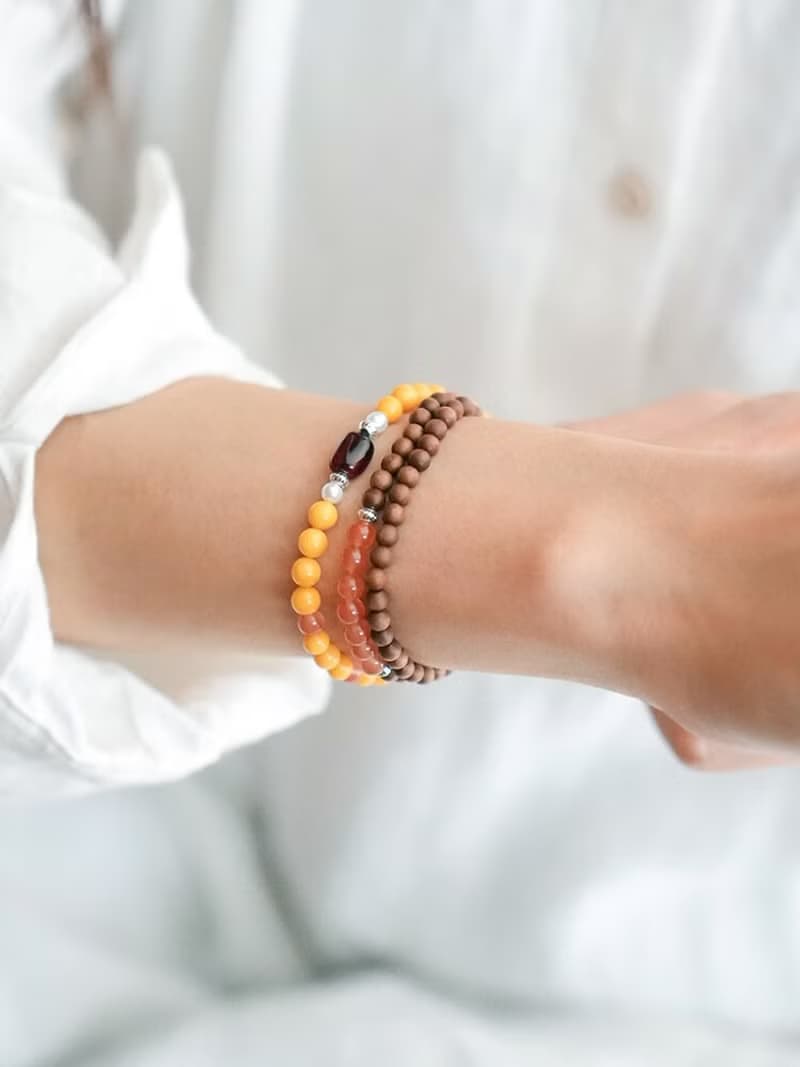 原創手工印度邁索爾正區黑肉老山檀蜜蠟多圈手串好遠手鏈生日禮物