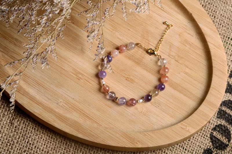 【神山晶礦】超七手鍊/紫水晶/草莓/紅髮晶/鈦金/珍珠