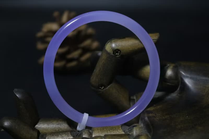 紫罗兰细条手镯天然玉髓复古圆条手环礼盒