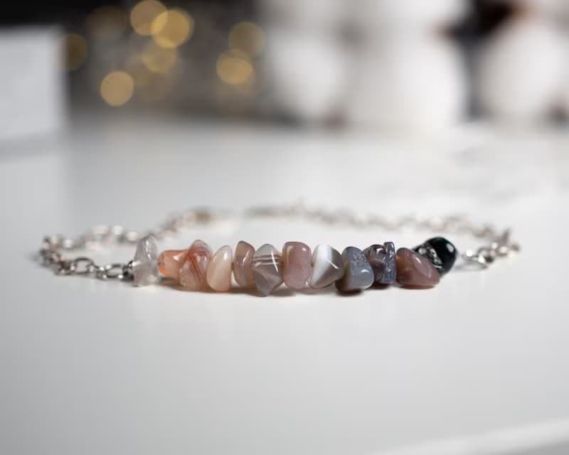 Botswana Agate Bracelet, 925 Silver, Capricorn, Virgo crystal, Christmas gift