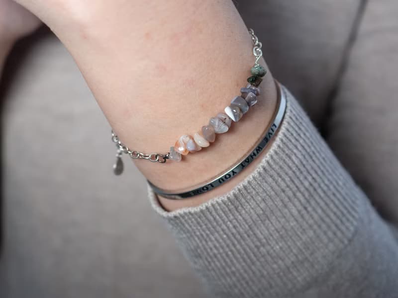 Botswana Agate Bracelet, 925 Silver, Capricorn, Virgo crystal, Christmas gift
