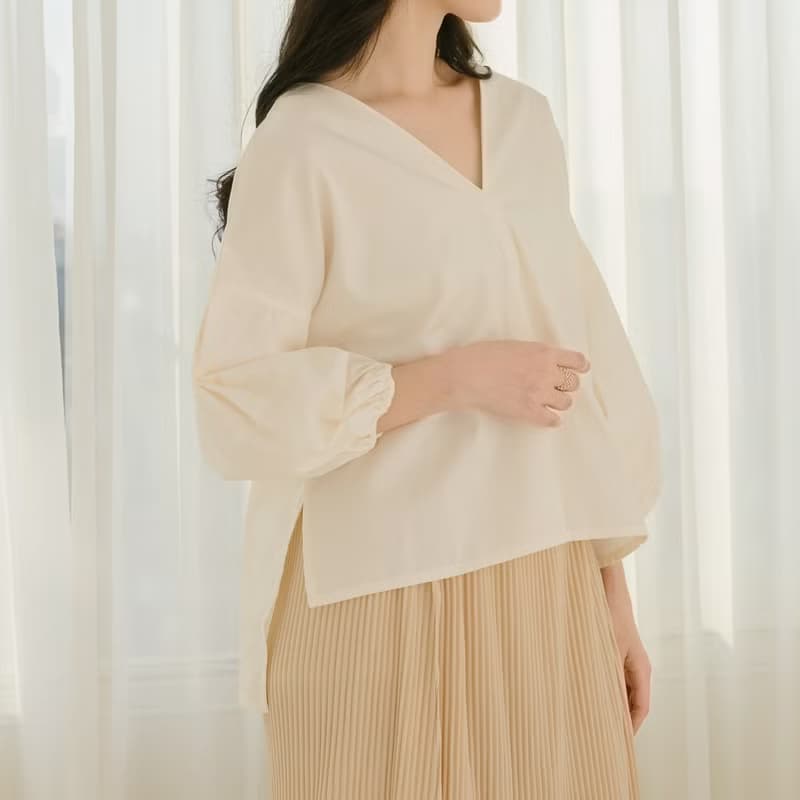 | New新品上市・自訂款 | 皮特小泡袖七分袖 女裝上衣  象牙白