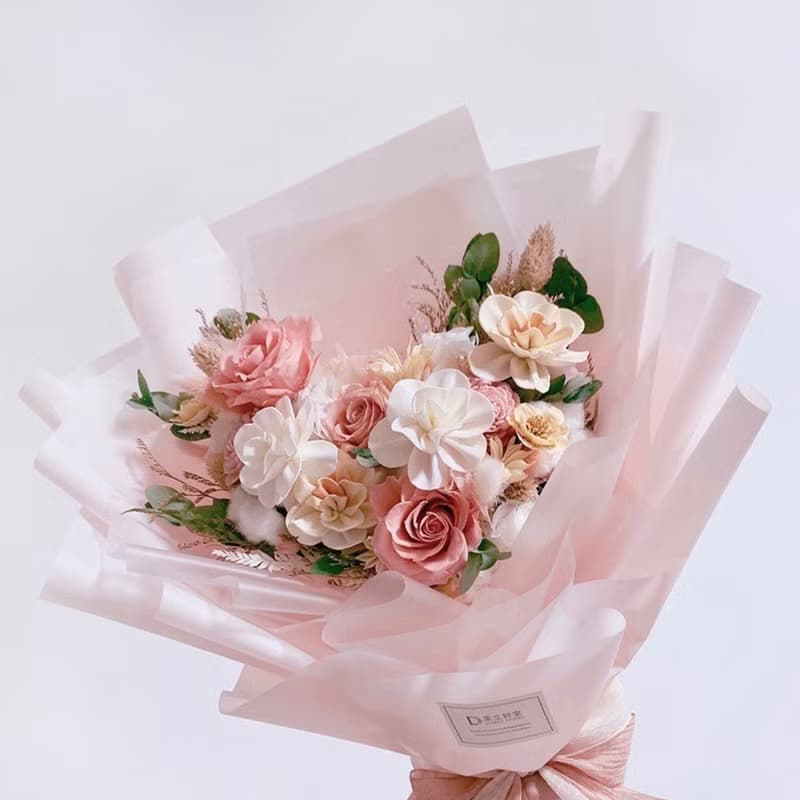 \心型花束/ 永生花束-乾燥花束-求婚花束-週年紀念