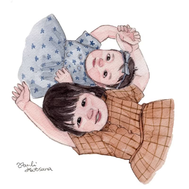 People Portrait 雙人7吋畫像 / 親子 寶寶 小孩畫像委託  附畫框