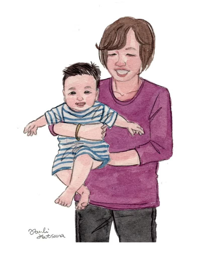 People Portrait 雙人7吋畫像 / 親子 寶寶 小孩畫像委託  附畫框