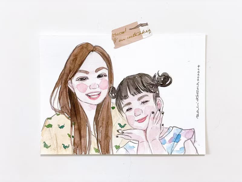 People Portrait 雙人7吋畫像 / 親子 寶寶 小孩畫像委託  附畫框