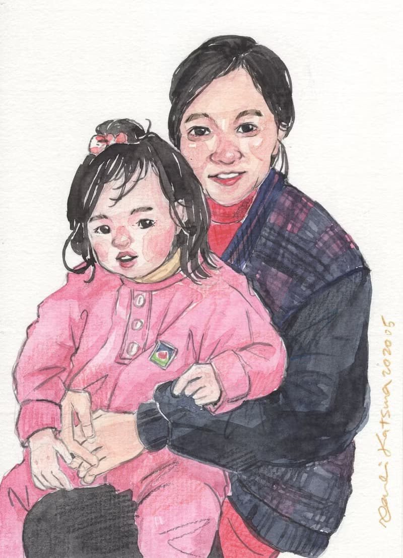 People Portrait 雙人7吋畫像 / 親子 寶寶 小孩畫像委託  附畫框