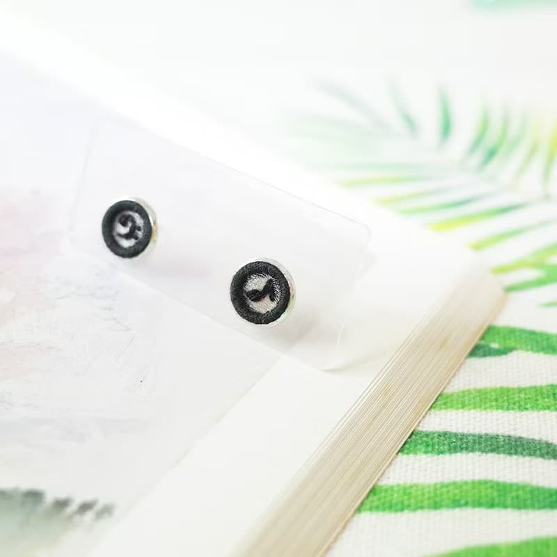 音樂符號 手刺繡貼耳耳環 耳針/耳夾