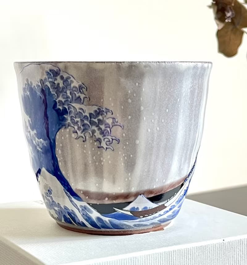九谷燒-燒酎杯 北齋神奈川沖浪裏