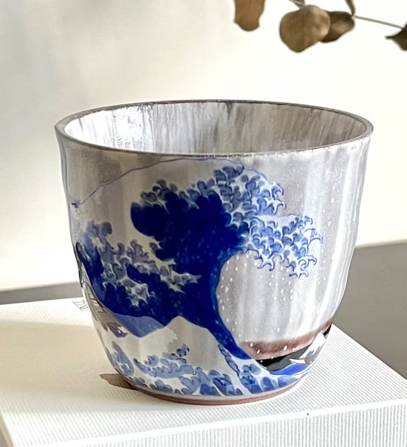 九谷燒-燒酎杯 北齋神奈川沖浪裏