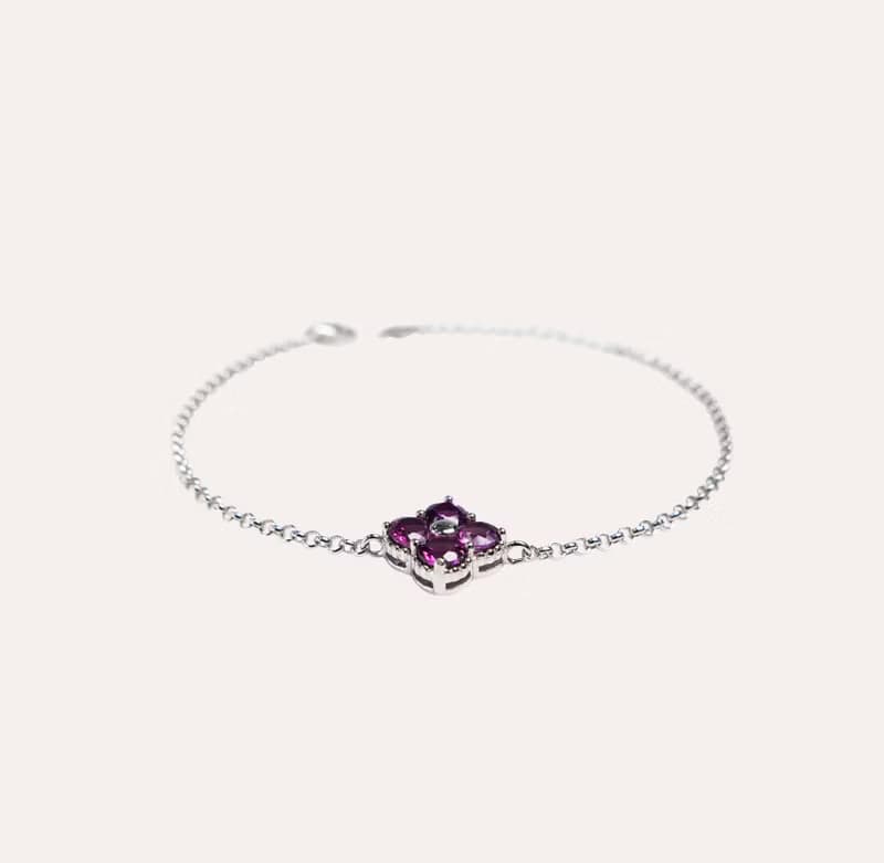 安珠 玫瑰石榴石 紫色 圓形 4mm 手鍊 和諧系列 Blossom B 寶石