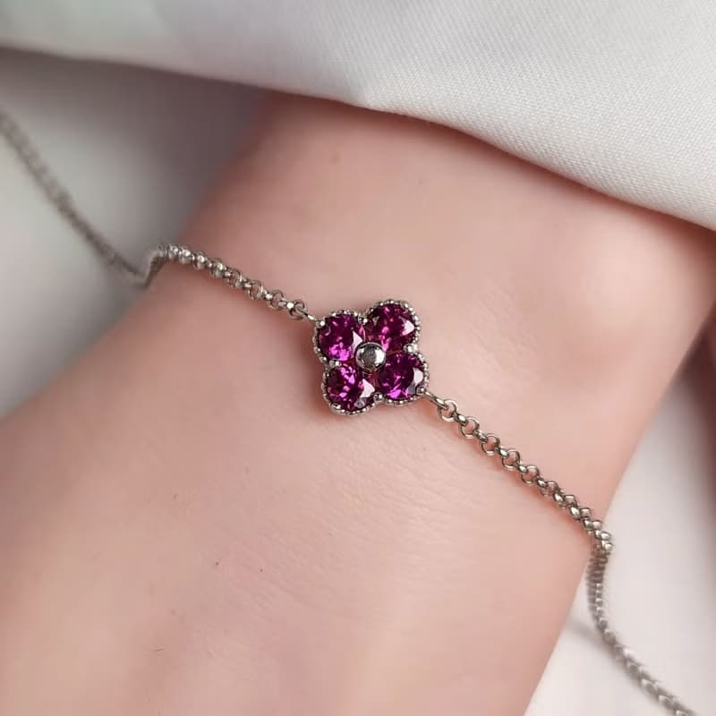 安珠 玫瑰石榴石 紫色 圓形 4mm 手鍊 和諧系列 Blossom B 寶石