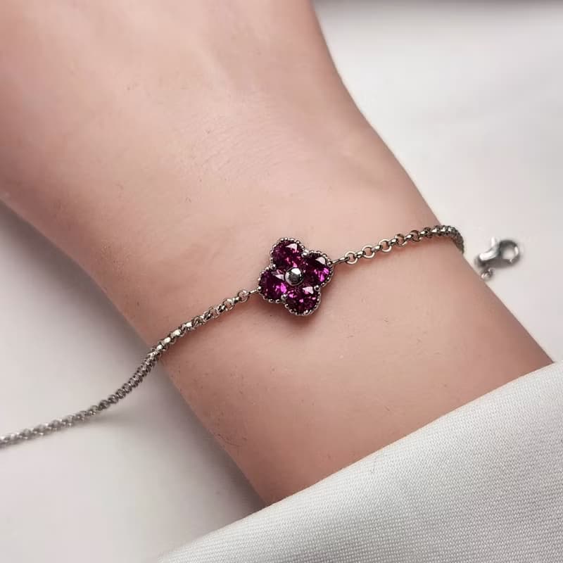 安珠 玫瑰石榴石 紫色 圓形 4mm 手鍊 和諧系列 Blossom B 寶石