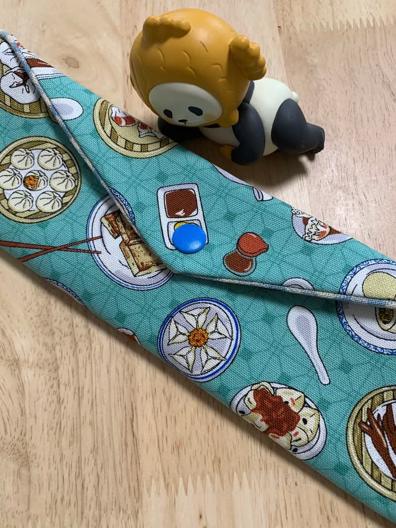 文青風環保純棉筷袋 台灣美味小吃 質感原胚 湖水藍 日本 潮物 收