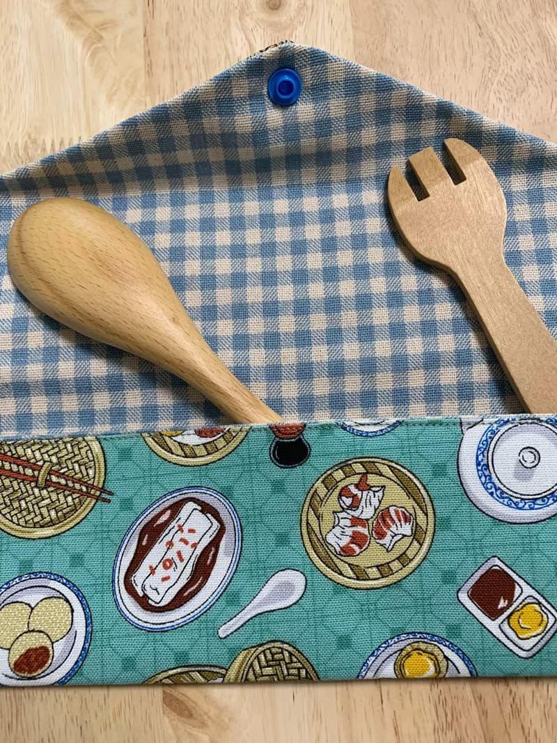 文青風環保純棉筷袋 台灣美味小吃 質感原胚 湖水藍 日本 潮物 收