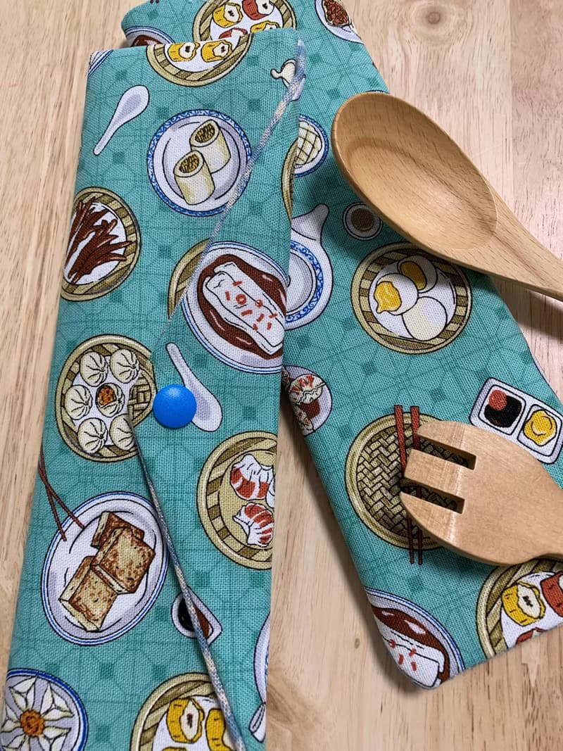 文青風環保純棉筷袋 台灣美味小吃 質感原胚 湖水藍 日本 潮物 收