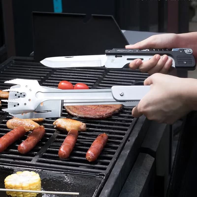 【6合1百變燒烤BBQ工具】鏟/叉/夾/刀/開瓶器 不鏽鋼折疊收納設計