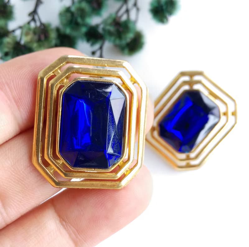 Vintage Jewelry 西洋古董飾品 摩登 幾何 針式耳環