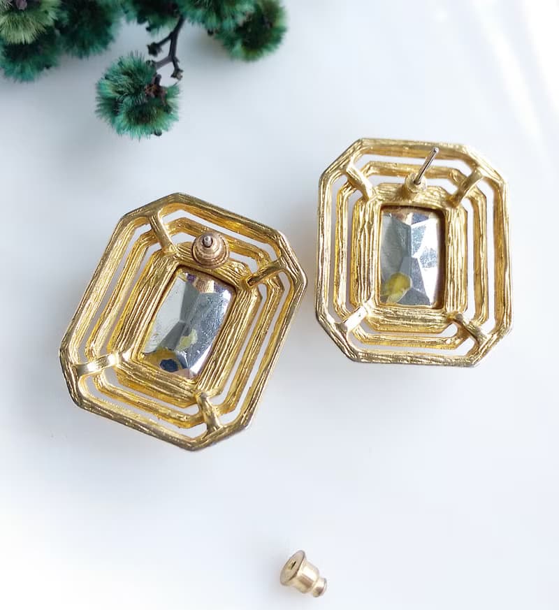 Vintage Jewelry 西洋古董飾品 摩登 幾何 針式耳環