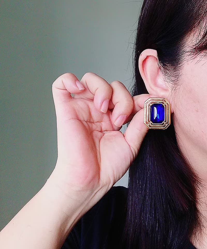 Vintage Jewelry 西洋古董飾品 摩登 幾何 針式耳環
