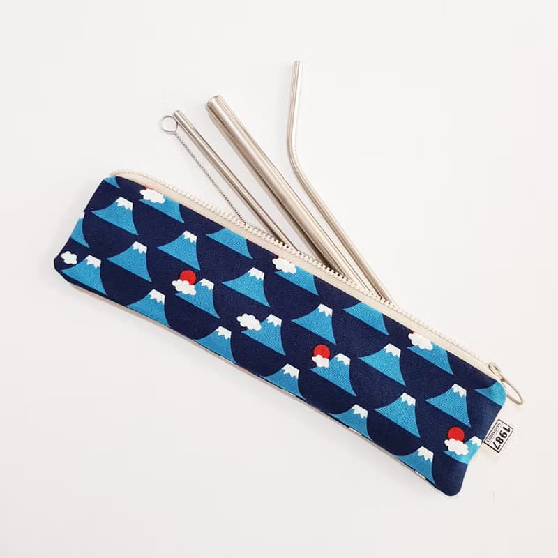 【富士山-藍】 熱銷款! 餐具袋 環保 筆袋 刷具袋 交換禮物