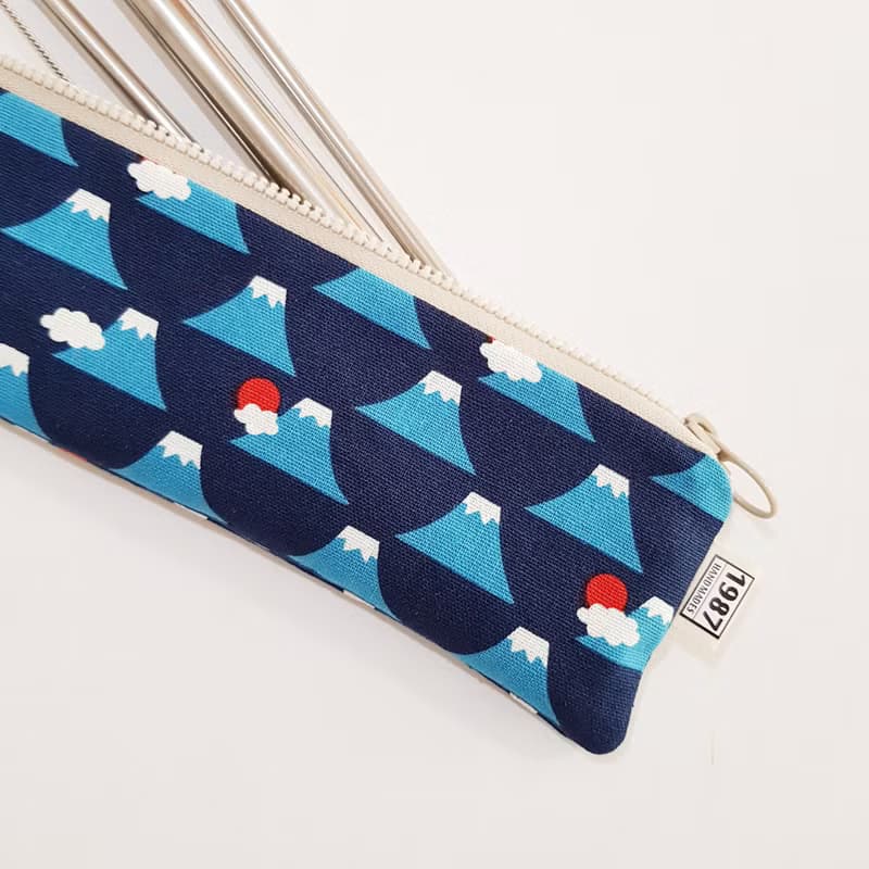 【富士山-藍】 熱銷款! 餐具袋 環保 筆袋 刷具袋 交換禮物