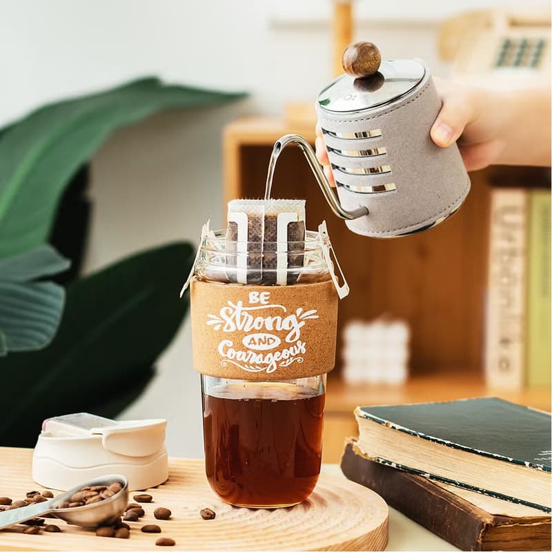 【環保玻璃隨手杯】水松隔熱吸管輕享環保杯(350/540ml) 生日禮物