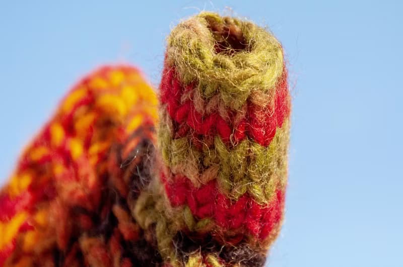 手織純羊毛針織手套/露趾手套/內刷毛手套/保暖手套-北歐夕陽陽光