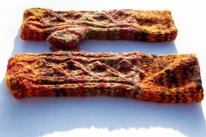 手織純羊毛針織手套/露趾手套/內刷毛手套/保暖手套-北歐夕陽陽光