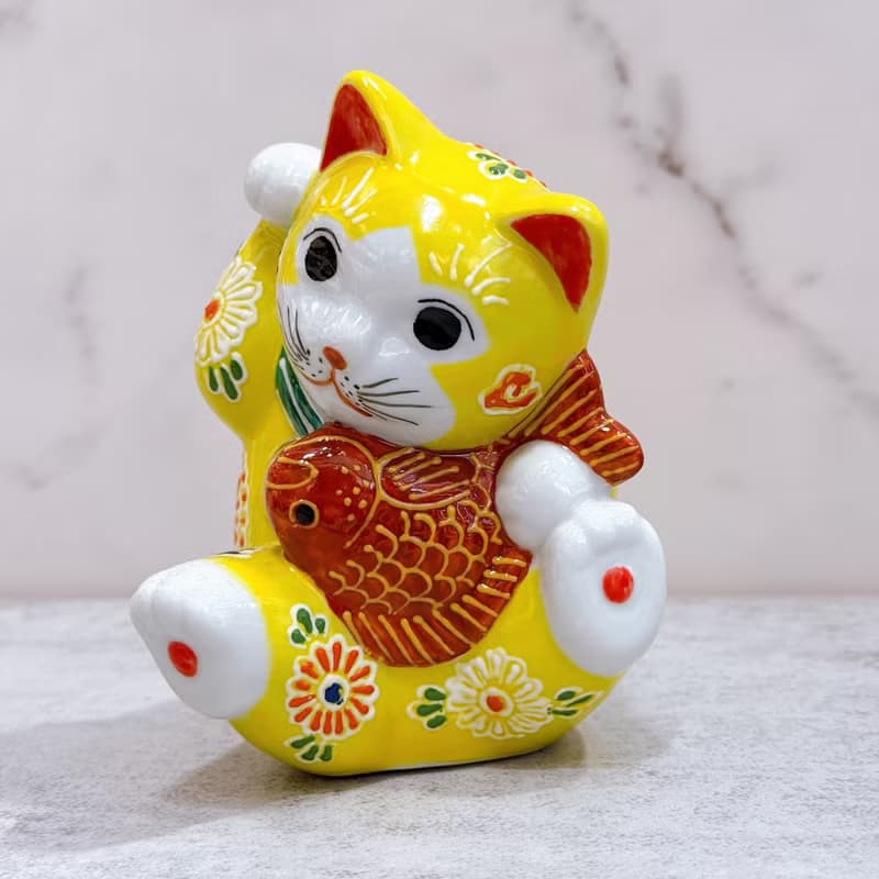 【黃耀吉運】日本九谷燒招財貓 | 黃櫻鯉