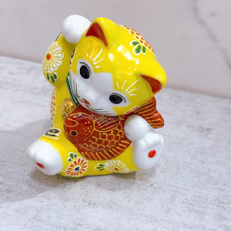 【黃耀吉運】日本九谷燒招財貓 | 黃櫻鯉