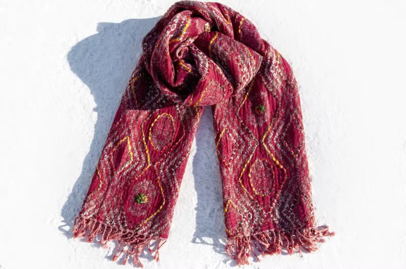 喀什米爾Cashmere/水煮羊毛披肩/針織圍巾/刺繡圍巾/羊絨披巾-花