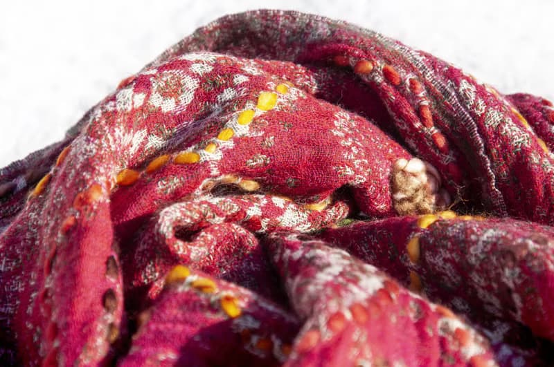 喀什米爾Cashmere/水煮羊毛披肩/針織圍巾/刺繡圍巾/羊絨披巾-花